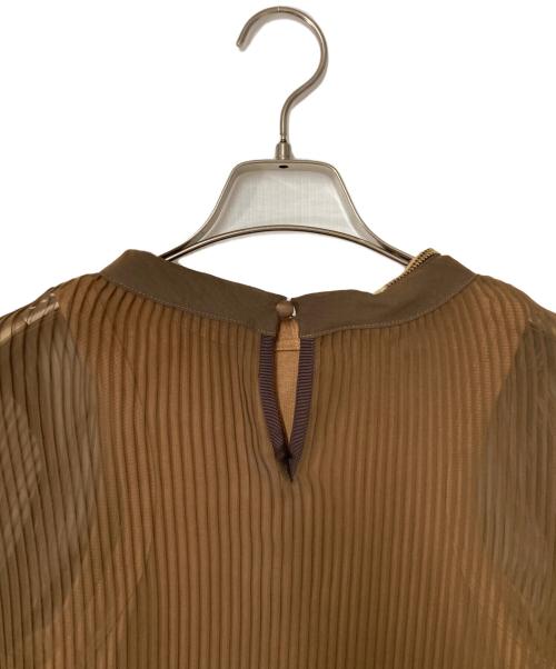 sacai（サカイ）sacai (サカイ) プリーツレイヤードドッキングTシャツ ブラウン サイズ:1の古着・服飾アイテム