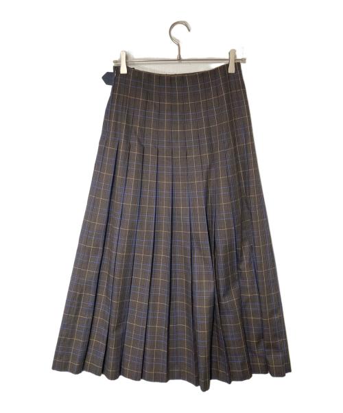 Spick and Span（スピック＆スパン）Spick and Span (スピック＆スパン) ベルテッドプリーツスカート ブラウン×ブルー サイズ:36の古着・服飾アイテム