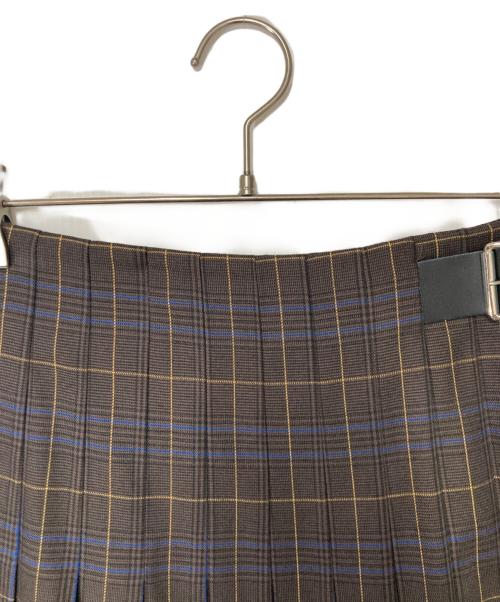 Spick and Span（スピック＆スパン）Spick and Span (スピック＆スパン) ベルテッドプリーツスカート ブラウン×ブルー サイズ:36の古着・服飾アイテム