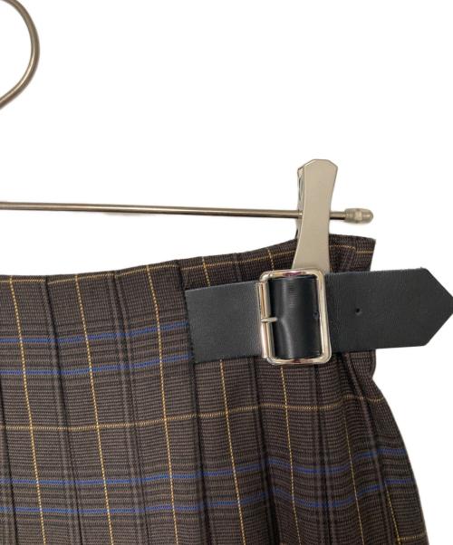 Spick and Span（スピック＆スパン）Spick and Span (スピック＆スパン) ベルテッドプリーツスカート ブラウン×ブルー サイズ:36の古着・服飾アイテム