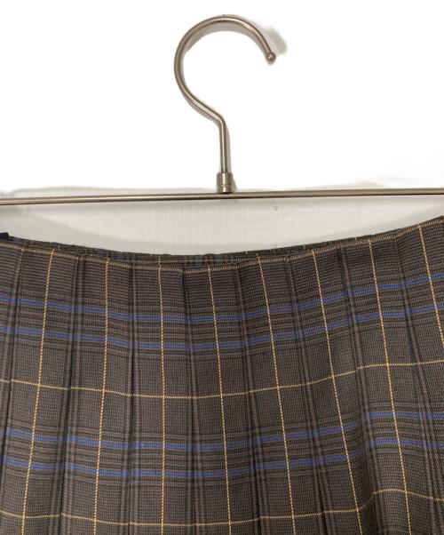 Spick and Span（スピック＆スパン）Spick and Span (スピック＆スパン) ベルテッドプリーツスカート ブラウン×ブルー サイズ:36の古着・服飾アイテム