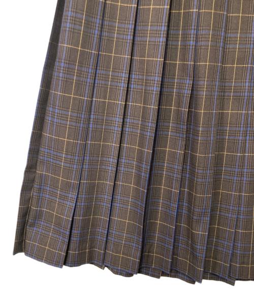Spick and Span（スピック＆スパン）Spick and Span (スピック＆スパン) ベルテッドプリーツスカート ブラウン×ブルー サイズ:36の古着・服飾アイテム