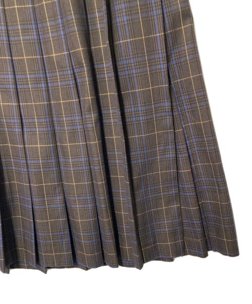 Spick and Span（スピック＆スパン）Spick and Span (スピック＆スパン) ベルテッドプリーツスカート ブラウン×ブルー サイズ:36の古着・服飾アイテム