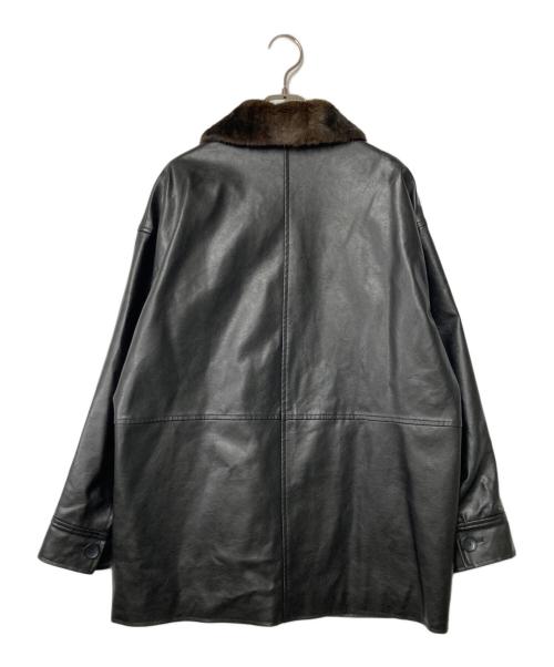 JOURNAL STANDARD（ジャーナルスタンダード）JOURNAL STANDARD (ジャーナルスタンダード) ウォッシャブルフェイクレザーファー襟付カバーオール ブラック サイズ:Freeの古着・服飾アイテム