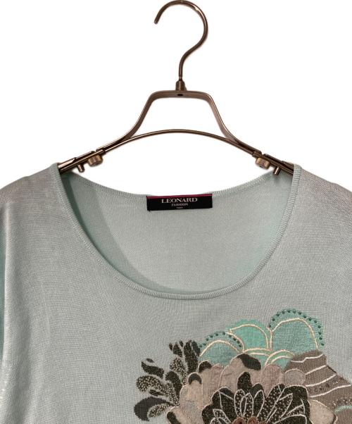 LEONARD（レオナール）LEONARD (レオナール) 刺繍ニット ブルー サイズ:XLの古着・服飾アイテム