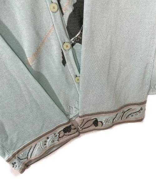 LEONARD（レオナール）LEONARD (レオナール) 刺繍カーディガン ブルー サイズ:XLの古着・服飾アイテム