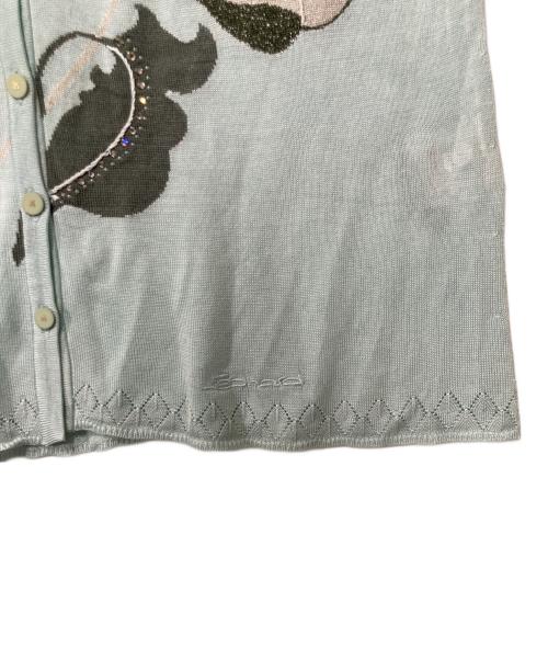 LEONARD（レオナール）LEONARD (レオナール) 刺繍カーディガン ブルー サイズ:XLの古着・服飾アイテム