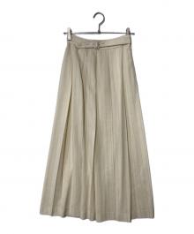 AURALEE（オーラリー）の古着「PANAMA STRIPE PLEATED SKIRT」｜ベージュ