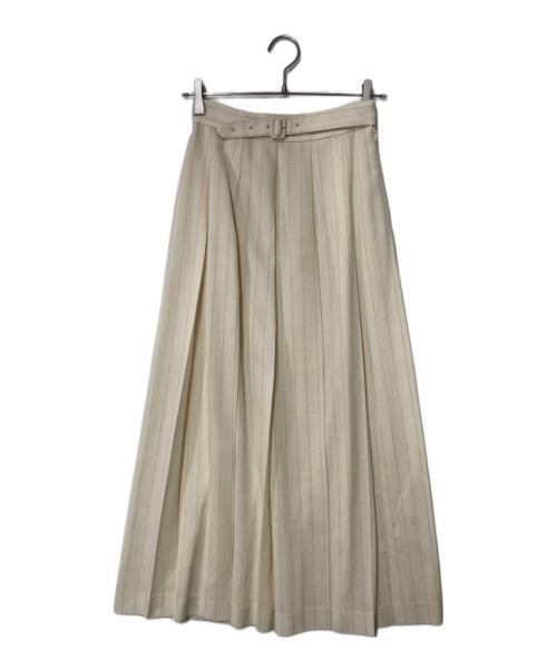 AURALEE（オーラリー）AURALEE (オーラリー) PANAMA STRIPE PLEATED SKIRT ベージュの古着・服飾アイテム