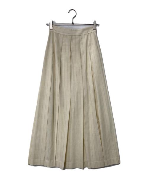 AURALEE（オーラリー）AURALEE (オーラリー) PANAMA STRIPE PLEATED SKIRT ベージュの古着・服飾アイテム