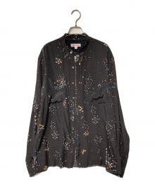 masu（エムエーエスユー）の古着「ZIP-UP GALAXY SILK SHIRT」｜ブラック