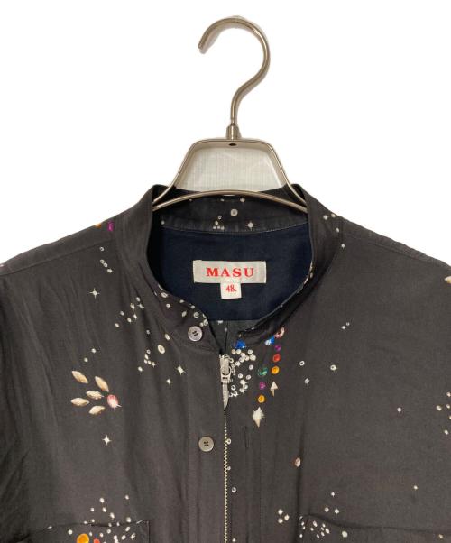 masu（エムエーエスユー）MASU (エムエーエスユー) ZIP-UP GALAXY SILK SHIRT ブラック サイズ:48の古着・服飾アイテム