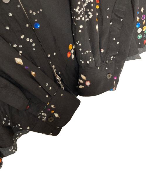 masu（エムエーエスユー）MASU (エムエーエスユー) ZIP-UP GALAXY SILK SHIRT ブラック サイズ:48の古着・服飾アイテム