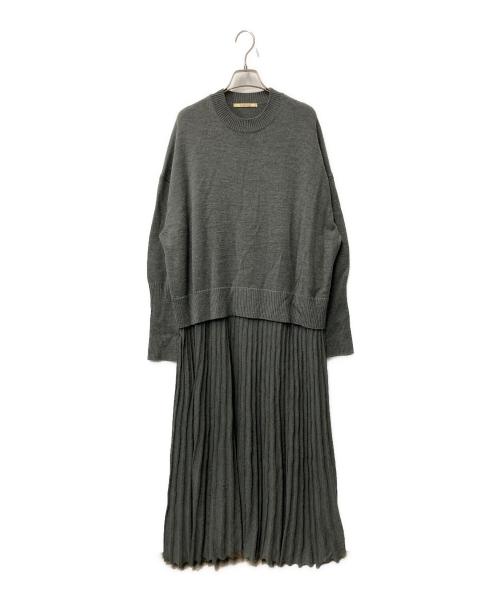 Curensology（カレンソロジー）Curensology (カレンソロジー) プリーツドッキングワンピース グレー サイズ:SIZE Freeの古着・服飾アイテム