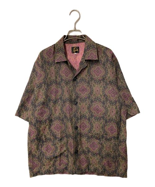 Needles（ニードルズ）Needles (ニードルズ) Cabana Shirt - C/PE Arabesque Jq ブラック×イエロー サイズ:Lの古着・服飾アイテム