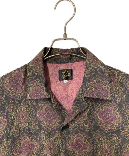 Needles（ニードルズ）Needles (ニードルズ) Cabana Shirt - C/PE Arabesque Jq ブラック×イエロー サイズ:Lの古着・服飾アイテム