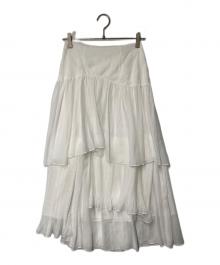 HER LIP TO（ハーリップトゥ）の古着「Sheer Pleated Tiered Skirt」｜ホワイト