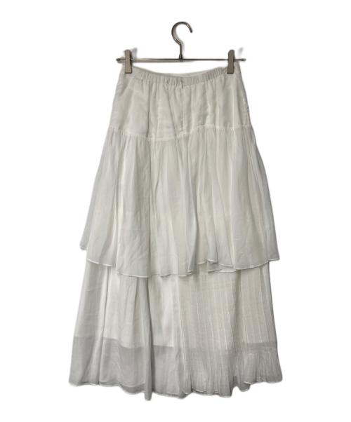 HER LIP TO（ハーリップトゥ）HER LIP TO (ハーリップトゥ) Sheer Pleated Tiered Skirt ホワイト サイズ:Mの古着・服飾アイテム