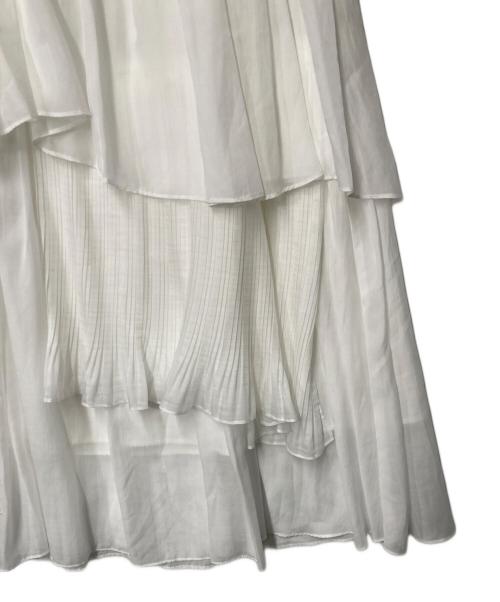 HER LIP TO（ハーリップトゥ）HER LIP TO (ハーリップトゥ) Sheer Pleated Tiered Skirt ホワイト サイズ:Mの古着・服飾アイテム