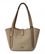 COACHコーチ）の古着「ハドリー ターンロック トート バッグ・シグネチャー キャンバス」｜ベージュ