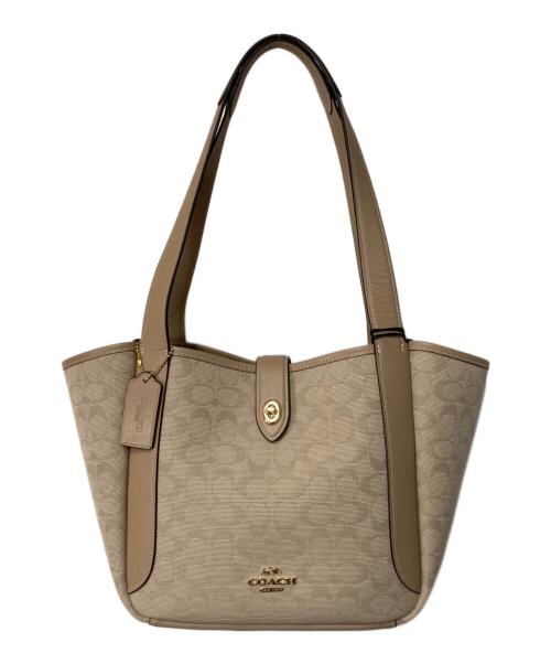 COACH（コーチ）COACH (コーチ) ハドリー ターンロック トート バッグ・シグネチャー キャンバス ベージュの古着・服飾アイテム