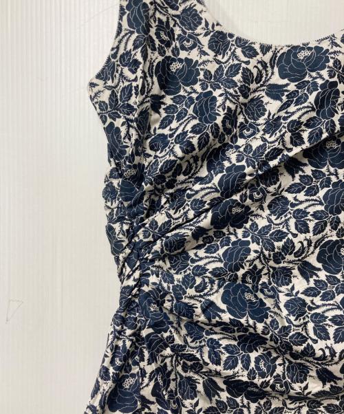 PRADA（プラダ）PRADA (プラダ) シルク総柄ブラウス ホワイト×ネイビー サイズ:38の古着・服飾アイテム