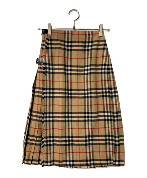 Burberry's（バーバリー）Burberry's (バーバリー) ノバチェックウールスカート ベージュ サイズ:不明　実寸参照の古着・服飾アイテム