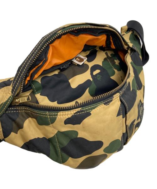 PORTER（ポーター）PORTER (ポーター) A BATHING APE (アベイシングエイプ) 1ST CAMO WAIST BAG ブラック×カーキの古着・服飾アイテム