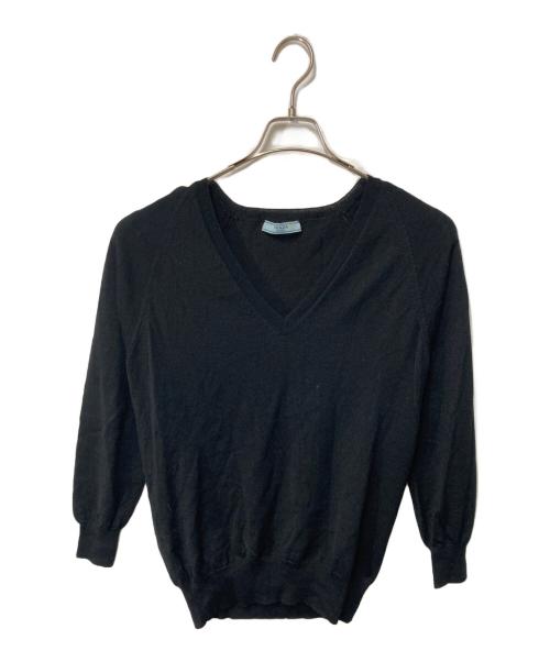 PRADA（プラダ）PRADA (プラダ) ウールVネックニット ブラック サイズ:38の古着・服飾アイテム