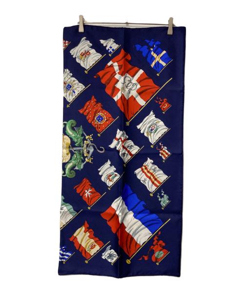 HERMES（エルメス）HERMES (エルメス) カレ90 PAVOIS 船旗 ネイビーの古着・服飾アイテム