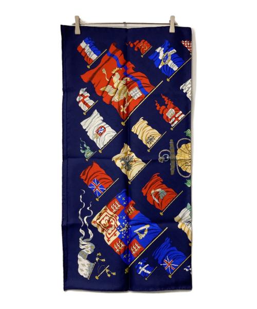 HERMES（エルメス）HERMES (エルメス) カレ90 PAVOIS 船旗 ネイビーの古着・服飾アイテム