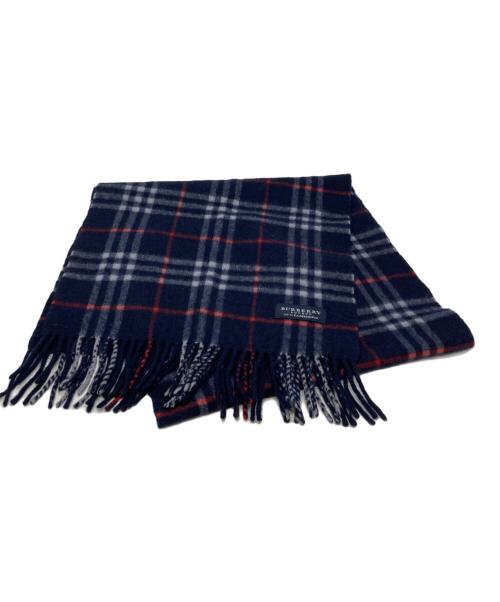 BURBERRY LONDON（バーバリーロンドン）BURBERRY LONDON (バーバリーロンドン) カシミヤマフラー ネイビーの古着・服飾アイテム