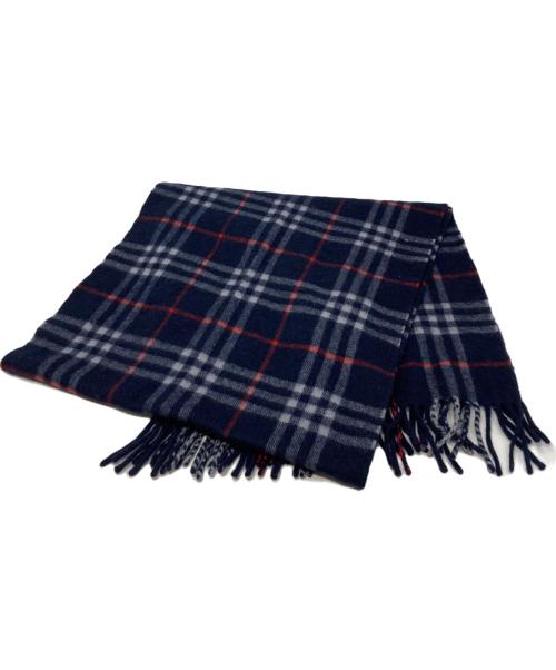 BURBERRY LONDON（バーバリーロンドン）BURBERRY LONDON (バーバリーロンドン) カシミヤマフラー ネイビーの古着・服飾アイテム