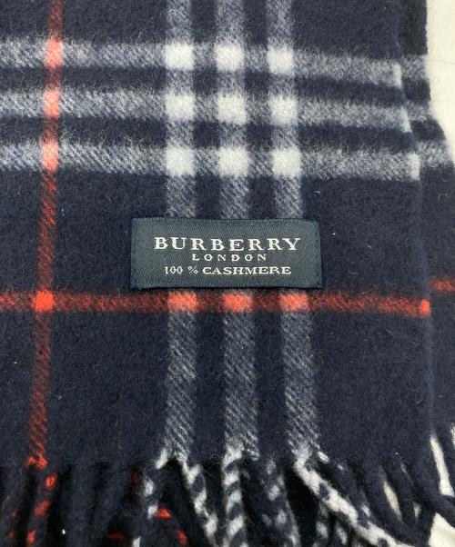 BURBERRY LONDON（バーバリーロンドン）BURBERRY LONDON (バーバリーロンドン) カシミヤマフラー ネイビーの古着・服飾アイテム