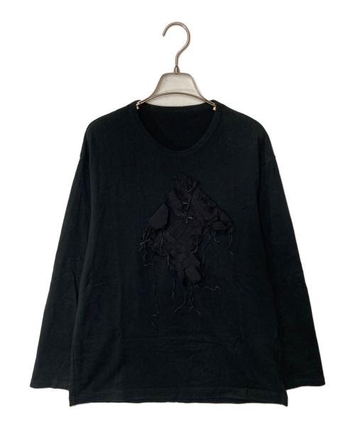B Yohji Yamamoto（ビーヨウジヤマモト）B Yohji Yamamoto (ビーヨウジヤマモト) リボンデザイン ロングスリーブカットソー ブラック サイズ:2の古着・服飾アイテム