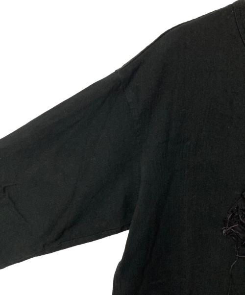 B Yohji Yamamoto（ビーヨウジヤマモト）B Yohji Yamamoto (ビーヨウジヤマモト) リボンデザイン ロングスリーブカットソー ブラック サイズ:2の古着・服飾アイテム