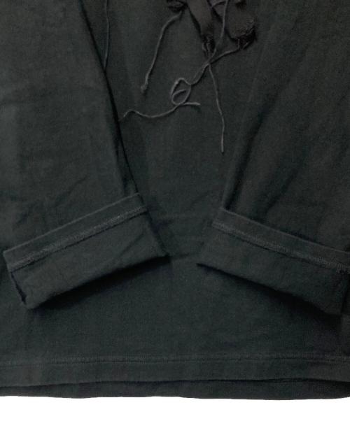B Yohji Yamamoto（ビーヨウジヤマモト）B Yohji Yamamoto (ビーヨウジヤマモト) リボンデザイン ロングスリーブカットソー ブラック サイズ:2の古着・服飾アイテム
