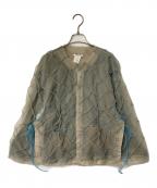 FUMIKA UCHIDAフミカウチダ）の古着「Nylon Organdie Satin EMBROIDERED BLOUSON」｜グレー×ベージュ