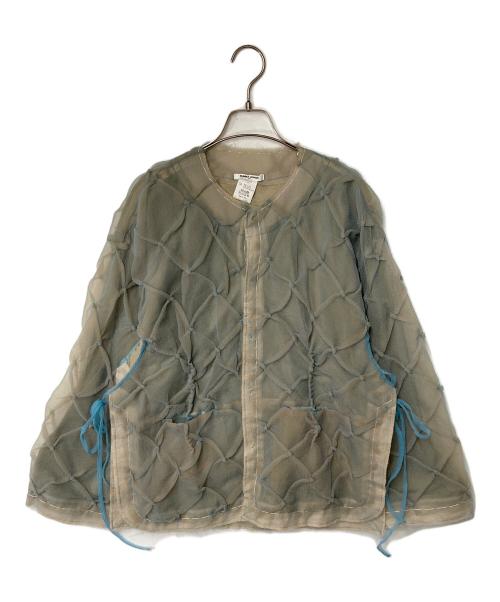 FUMIKA UCHIDA（フミカウチダ）FUMIKA UCHIDA (フミカウチダ) Nylon Organdie Satin EMBROIDERED BLOUSON グレー×ベージュ サイズ:34の古着・服飾アイテム