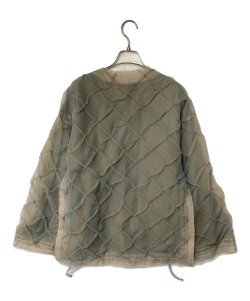 FUMIKA UCHIDA（フミカウチダ）FUMIKA UCHIDA (フミカウチダ) Nylon Organdie Satin EMBROIDERED BLOUSON グレー×ベージュ サイズ:34の古着・服飾アイテム