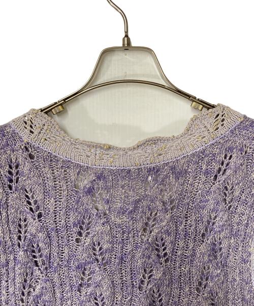 Mame Kurogouchi（マメクロゴウチ）Mame Kurogouchi (マメクロゴウチ) クロシェデザインニットベスト パープル サイズ:2の古着・服飾アイテム