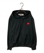 PLAY COMME des GARCONSプレイコムデギャルソン）の古着「Pullover Hoodie With Red Emblem」｜ブラック