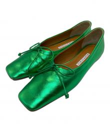 Pippichic（ピッピシック）の古着「BALLET12 スクエアトゥ フラットシューズ」｜グリーン