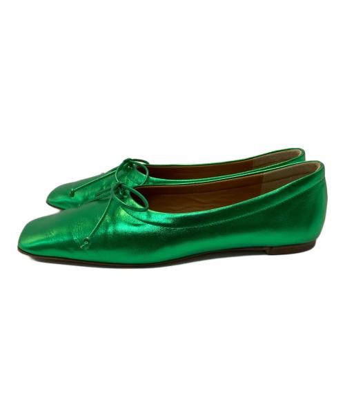 Pippichic（ピッピシック）Pippichic (ピッピシック) BALLET12 スクエアトゥ フラットシューズ グリーン サイズ:36 1/2の古着・服飾アイテム