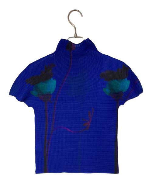 me ISSEY MIYAKE（ミーイッセイ ミヤケ）me ISSEY MIYAKE (ミーイッセイ ミヤケ) 樹木柄 ボックスプリーツ ハイネック カットソー ブルー サイズ:表記無しの古着・服飾アイテム