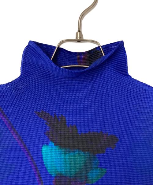 me ISSEY MIYAKE（ミーイッセイ ミヤケ）me ISSEY MIYAKE (ミーイッセイ ミヤケ) 樹木柄 ボックスプリーツ ハイネック カットソー ブルー サイズ:表記無しの古着・服飾アイテム