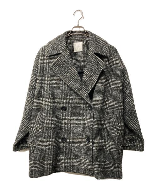 Spick and Span（スピック＆スパン）Spick and Span (スピック＆スパン) Wスライバーチェックハーフコート グレー×ブラック サイズ:34の古着・服飾アイテム