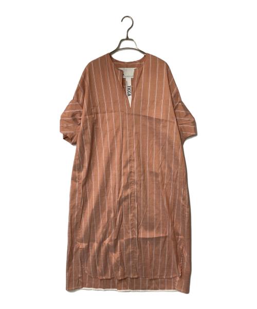 ticca（ティッカ）ticca (ティッカ) ツイストスリーブワンピース ピンク サイズ:Fの古着・服飾アイテム