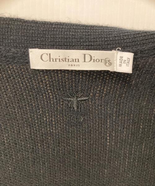 Christian Dior（クリスチャン ディオール）Christian Dior (クリスチャン ディオール) BEE刺繍 リボンデザインカシミヤニットカーディガン ブラック サイズ:36の古着・服飾アイテム