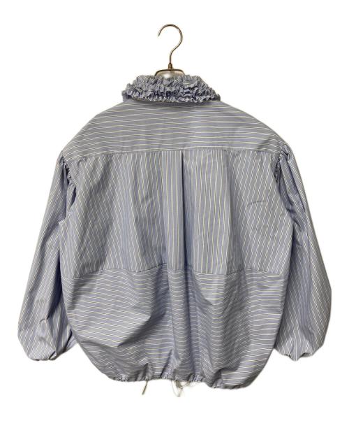 rosy monster（ロージーモンスター）rosy monster (ロージーモンスター) ストライプフリルシャツ ブルー×ホワイト サイズ:FREEの古着・服飾アイテム